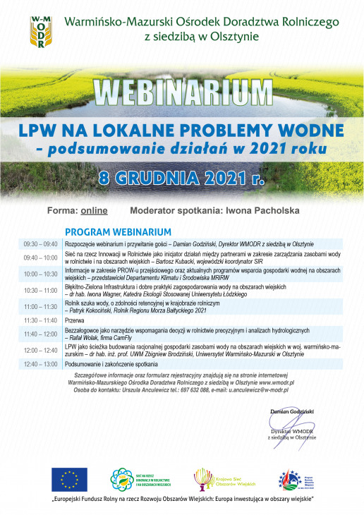 Podsumowanie webinarium "LPW na Lokalne Problemy Wodne - podsumowanie działań w 2021 roku"