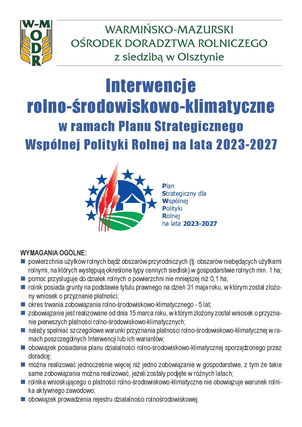 Interwencje rolno-środowiskowo-klimatyczne w ramach Planu Strategicznego Wspólnej Polityki Rolnej na lata 2023-2027